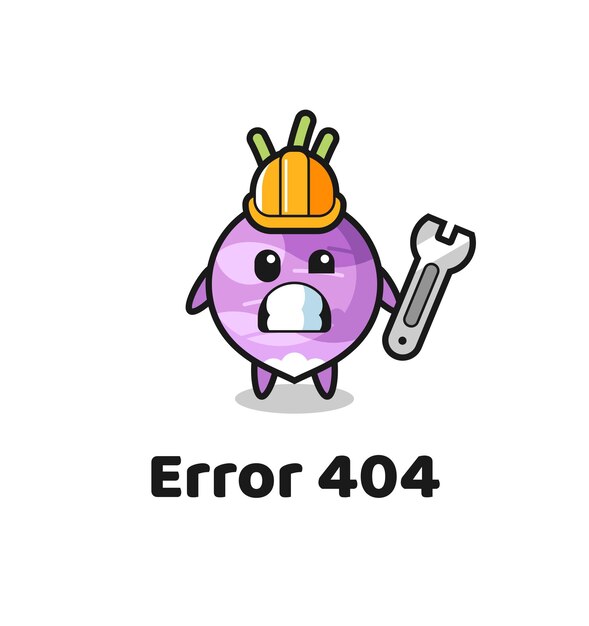 Error 404 with the cute turnip mascot , cute style design for t shirt, sticker, logo element