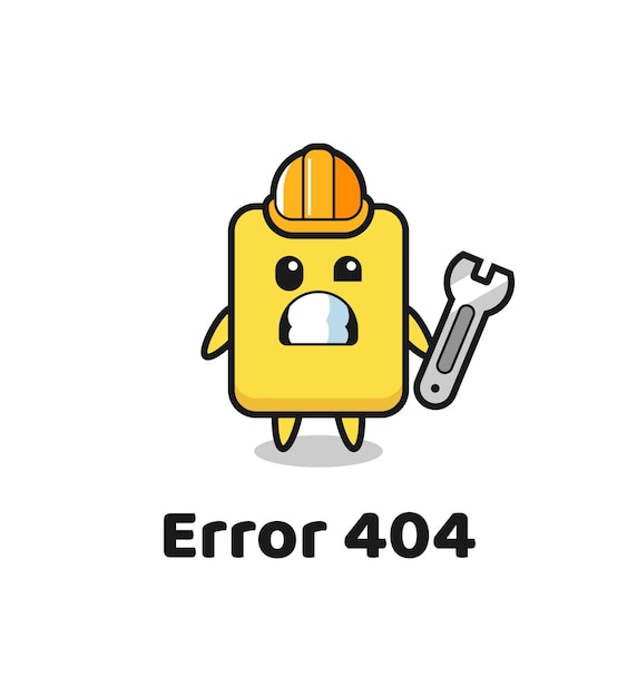 Errore 404 con la simpatica mascotte del cartellino giallo