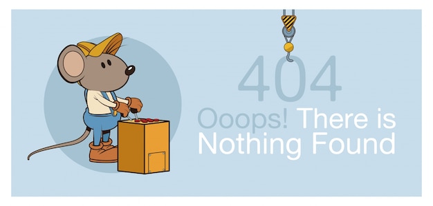 벡터 재미있는 마우스 배너와 오류 404