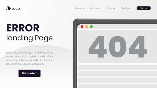 エラー ランディング ページのデザインと警告の図