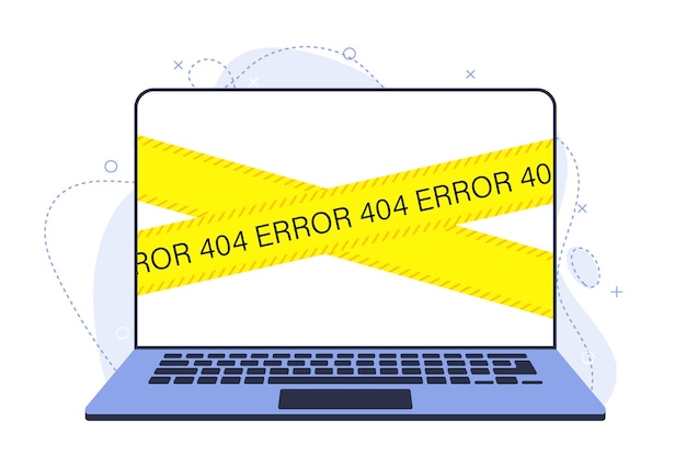 Vector an error on the laptop screen broken device needs repair illustration