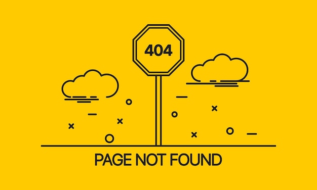 Error line icon Page not fount error 404 Road sign website breaking crash ddos attack Online concept Vector line icon for Business and Advertising