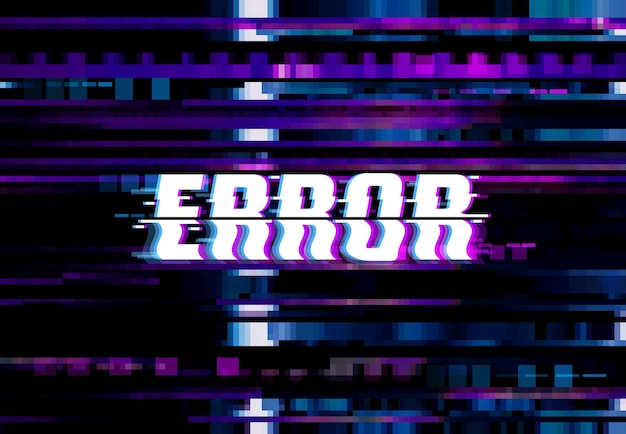 Vettore pagina di errore con sfondo vettoriale effetto glitch