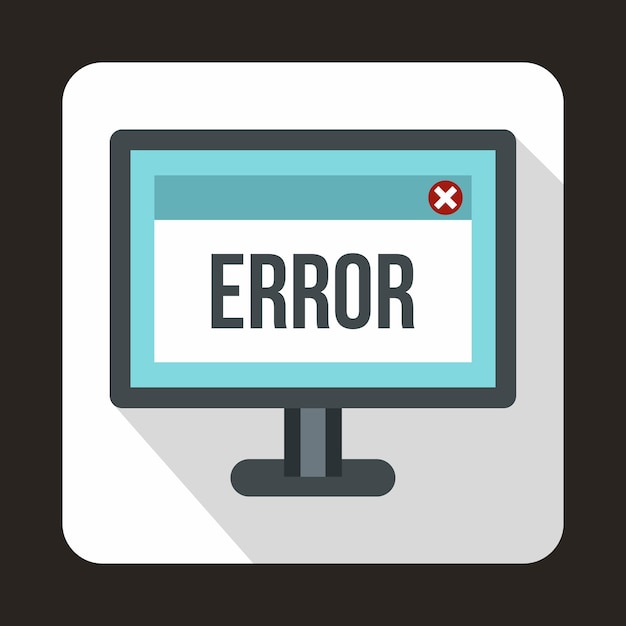 Error sign on a computer monitor icon in flat style on a white background