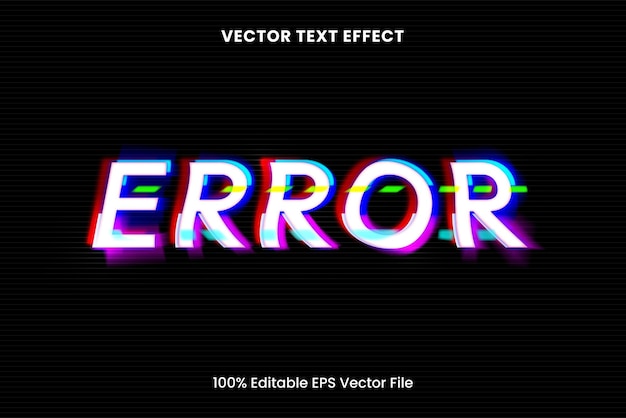 Vector error vhs glitch editable vector text effect