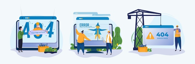 Error website pages not found illustration set concept