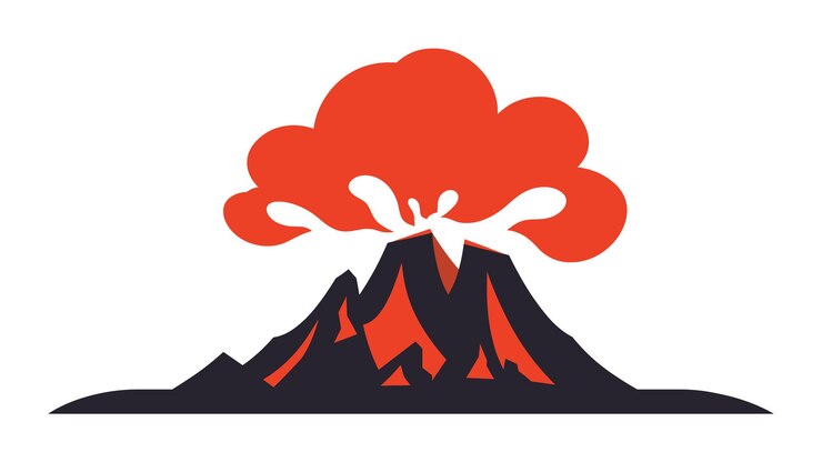 火山の噴火 赤色 黒色 自然災害 火山噴火 煙 溶岩の力