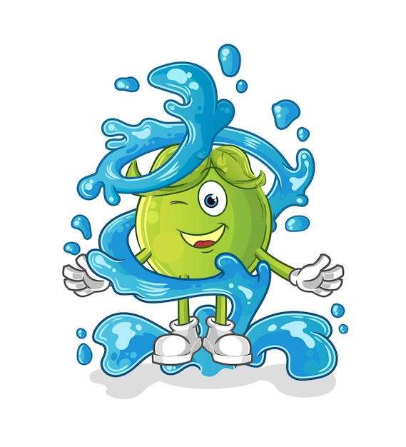 Erwt vers met water mascotte. cartoon vector