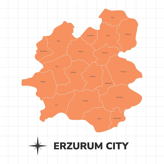 Vector erzurum stadskaart illustratie kaart van de stad in turkije