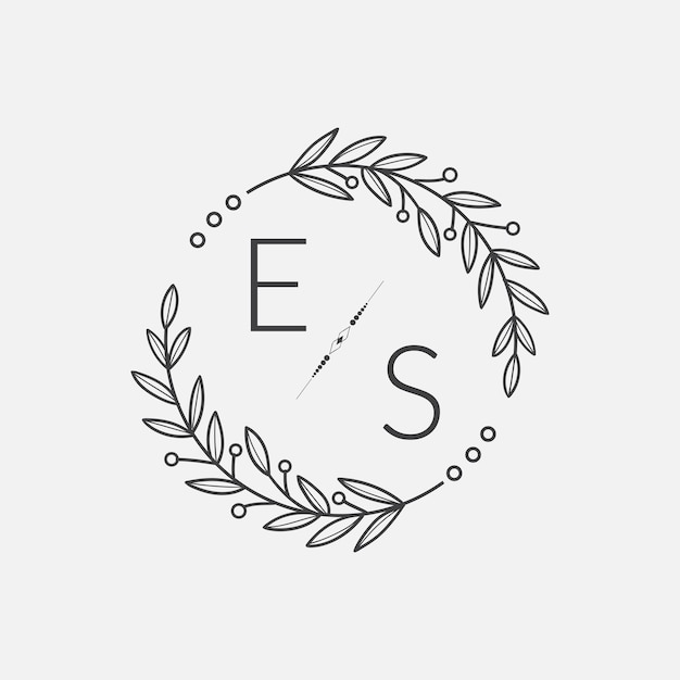 ES aanvankelijk monogram bruiloft met creatieve cirkellijn
