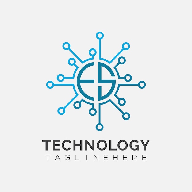 ES initial monogram for technology logo with circle style design