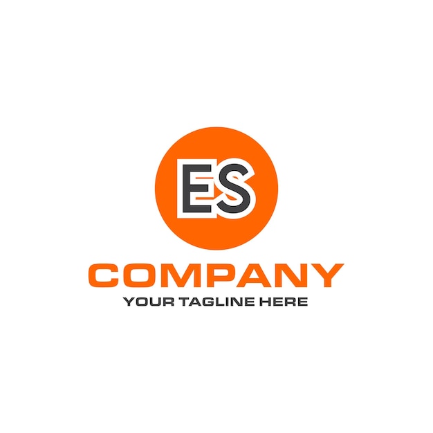 ES letter logo-ontwerp met afgeronde vorm