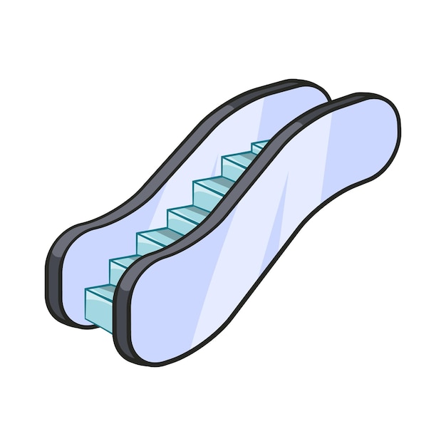 Икона эскалатора в стиле мультфильма на белом фоне