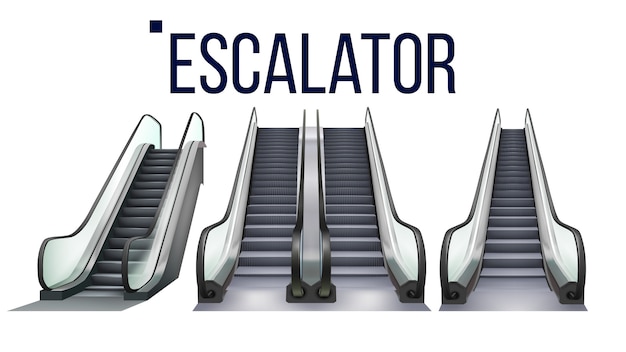 Vector escalator stairway electronic equipment set