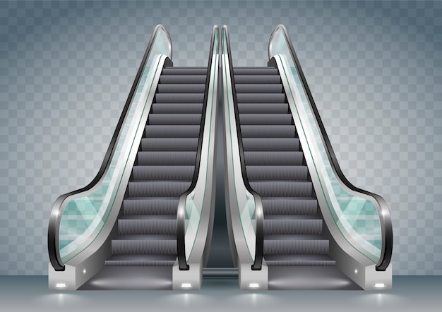 Vector escalator with clear glass