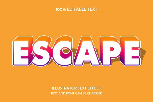 Escape,3d editable text effect modern shadow style