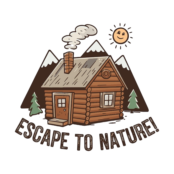 Vector escape to nature t shirt design a cozy home