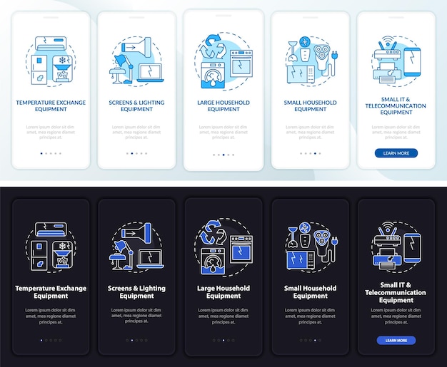 Типы escrap на экране страницы мобильного приложения с концепциями