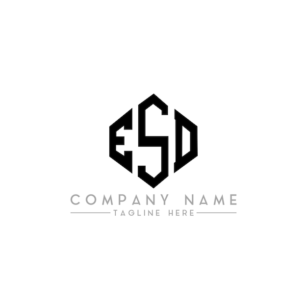 ESD letter logo ontwerp met veelhoek vorm ESD veelhoek en kubus vorm logo ontwerp ESD zeshoek vector logo sjabloon witte en zwarte kleuren ESD monogram bedrijf en vastgoed logo