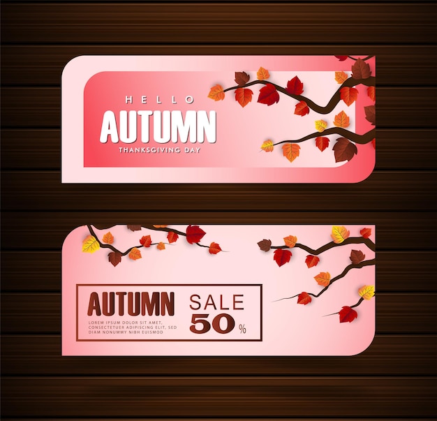 Esdoornblad herfst banner vector achtergrond