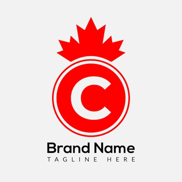 Esdoornblad Op Letter C Logo Ontwerpsjabloon. Canadees bedrijfslogo, bedrijfs- en bedrijfsidentiteit