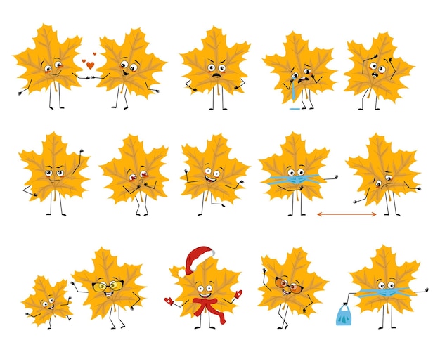 Esdoornbladkarakter met emoties
