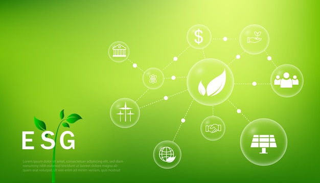 ESG. 비즈니스 개념, 환경 사회 및 기업 지배 구조.with esg 개념 아이콘