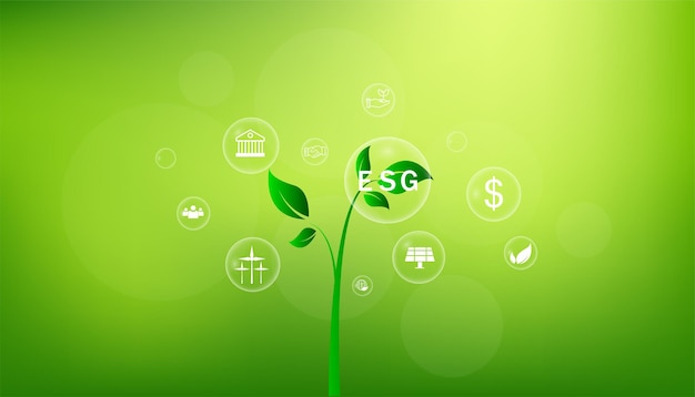 Esg. concetto di business, ambientale, sociale e corporate governance.con l'icona del concetto esg