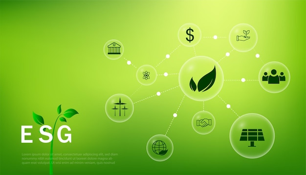 ESG. business concept, environmental social and corporate governance.with esg concept icon