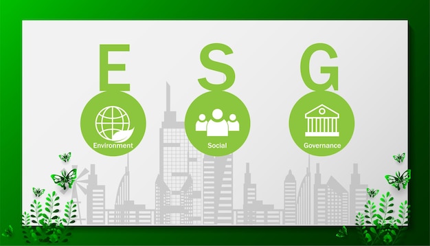 ESG. бизнес-концепция, экологическое социальное и корпоративное управление. со значком концепции esg