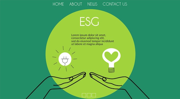 ESG-concept Zakelijke banner bestemmingspagina Zorg voor het milieu het ecologische principe van bedrijfsbeheer Vectorillustratie in vlakke stijl webpagina