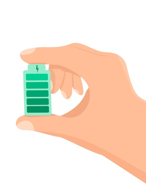 Vector esg, hand holding an ecological battery