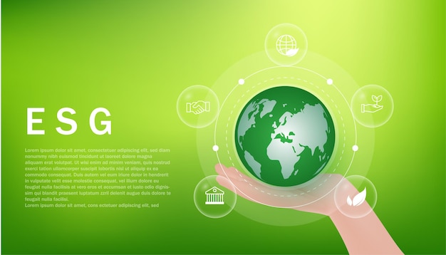 Vector esg icon concept environment society and governancegogreen and eco city concept