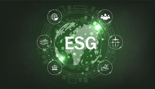 Концепция esg иконы бизнес-тенденции, экологическая, социальная и управленческая