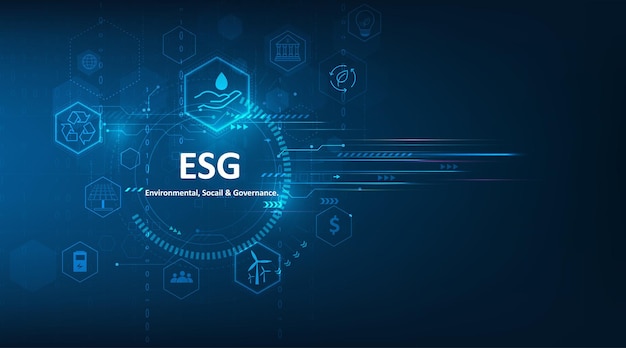 Esg icoon concept. milieu, sociale en corporate overheid.