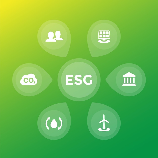 Infografica esg disegno vettoriale di governance sociale ambientale