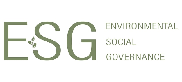 エコロジー バナーのシンプルなフォントで ESG のレタリング。手紙 ESG 環境 社会とガバナンス