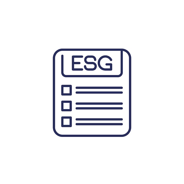 チェックリスト付きの ESG ラインアイコン
