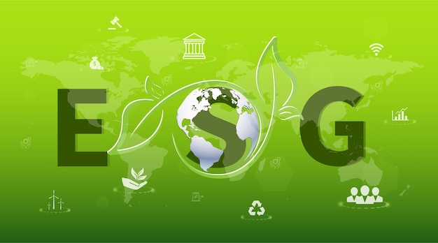 ESG Milieu Maatschappelijk en Corporate Governance Banner Informatie Technologie Green Business Ic