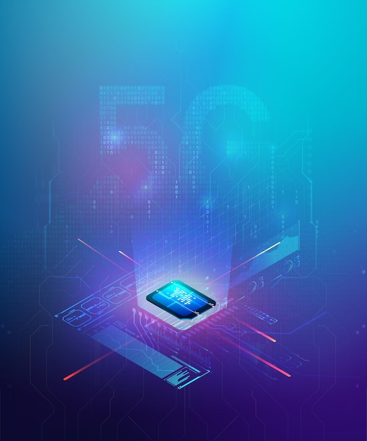 Segno del chip della scheda esim per la rete 5g concetto di sim incorporata illustrazione vettoriale di sfondo astratto