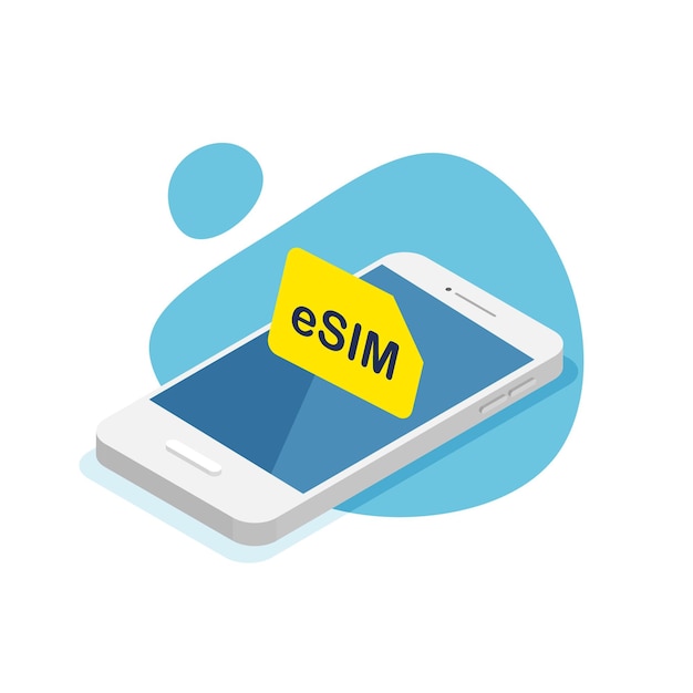 eSIM technology concept Embedded sim card in smartphone Vector illustration in trendy flat style