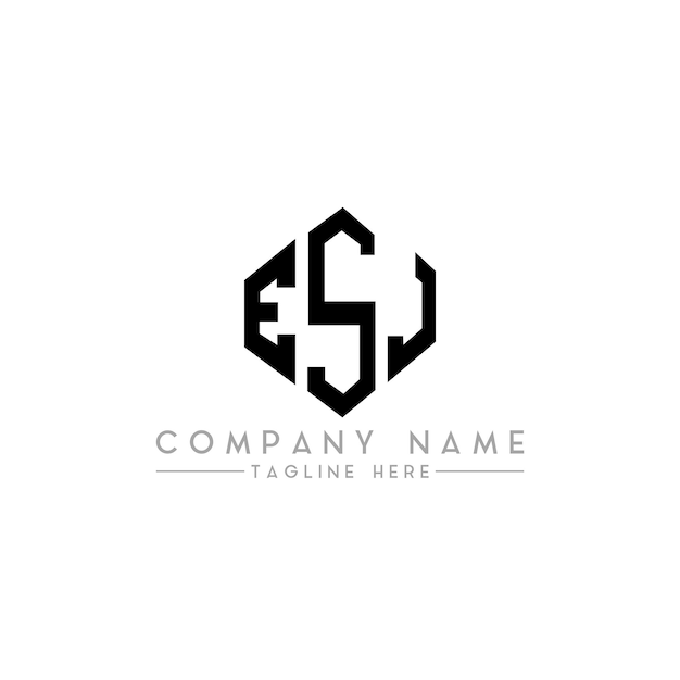 ESJ letter logo ontwerp met veelhoek vorm ESJ veelhoek en kubus vorm logo ontwerp ESJ zeshoek vector logo sjabloon witte en zwarte kleuren ESJ monogram bedrijf en vastgoed logo
