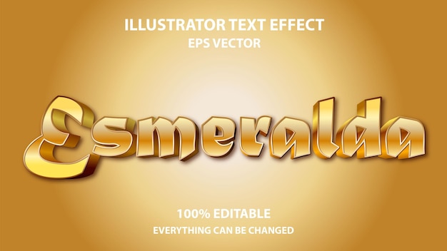 Vector esmeralda goud bewerkbaar teksteffect