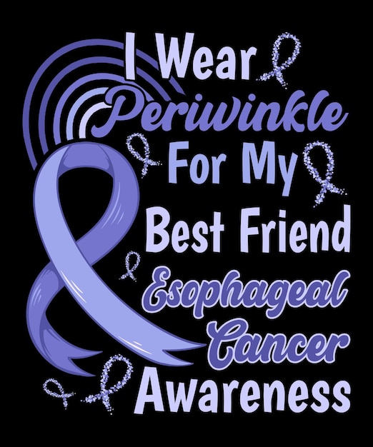 Vector esophageal cancer awareness lettering t-shirt design with periwinkle ribbon best for print design