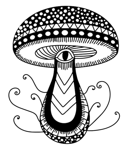 Esoteric mushroom tattoo boho style