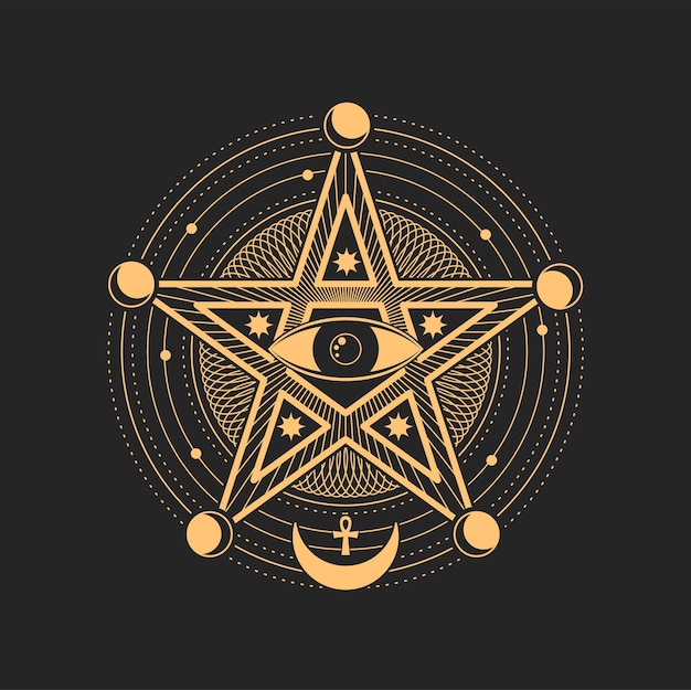 Vector esoteric occult symbol magic tarot vector sign