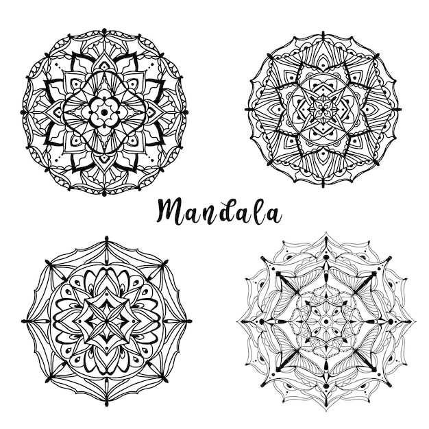 Simboli esoterici un insieme di 4 mandala clipart vettoriali