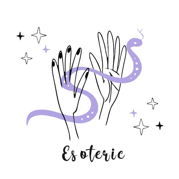 Esoterie mystiek slang handen logo vector