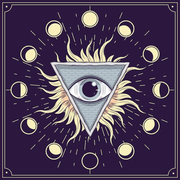 Vector esoterisch symbool en maanstanden poster