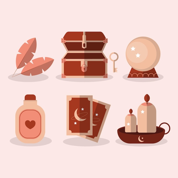 Vector esoterische en magische set gratis vector